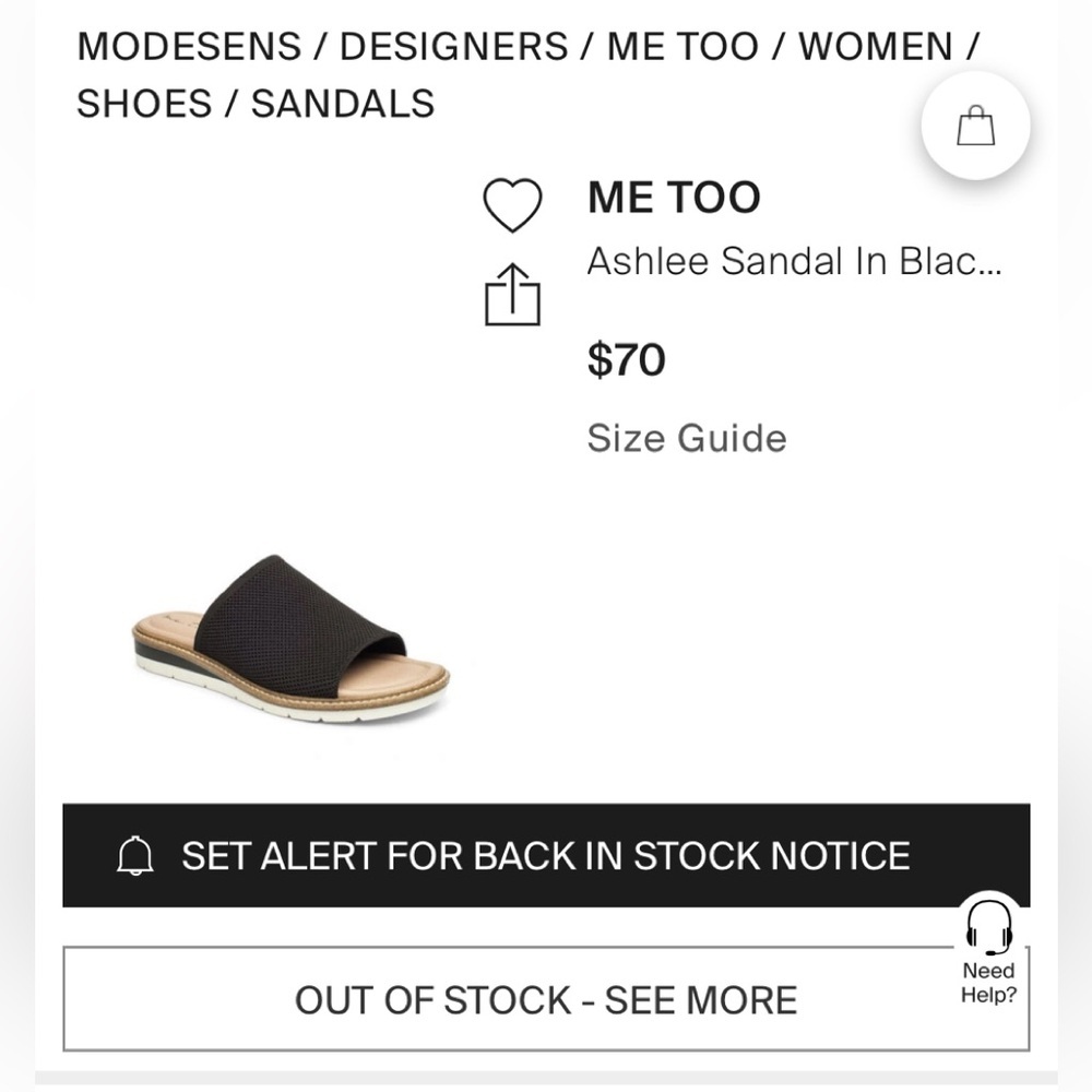 Me Too Ashlee Sandal In Black Size 7.5